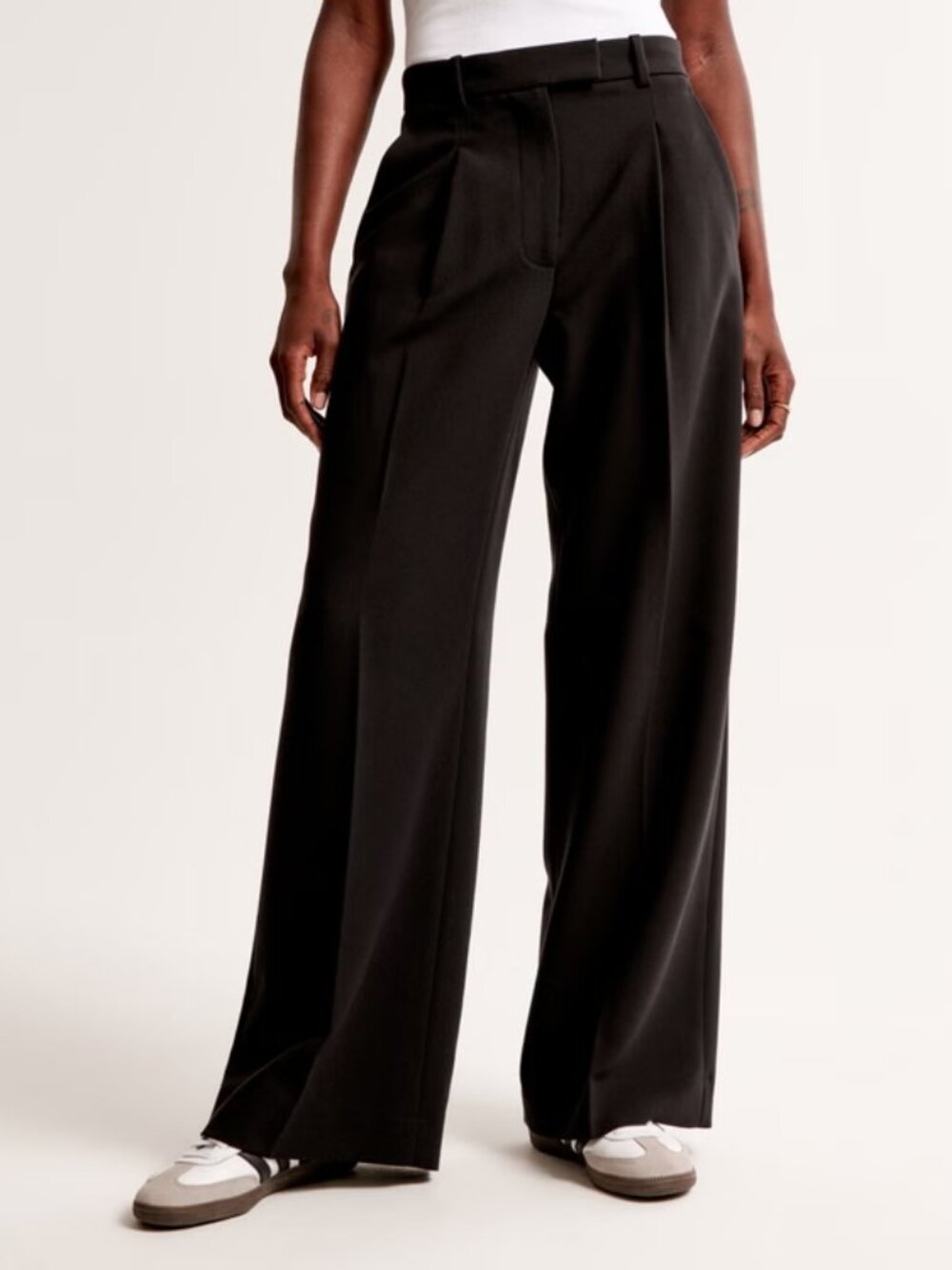 Curve Love A&F Harper Tailored Ultra-Wide Leg Pant Black Trousers 23 waist 00